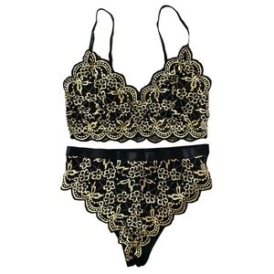 black and gold lace set
